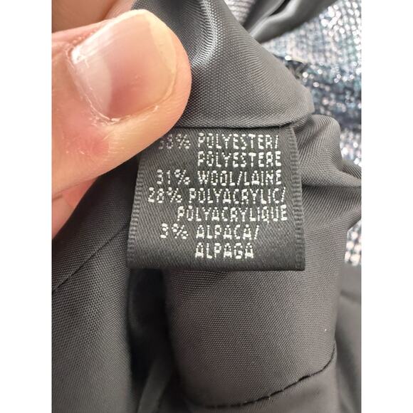 Lafayette 148 Size 8 Alpaca Wool Blend Caeer Blazer Jacket Black Gray Long Sleev - Picture 6 of 8